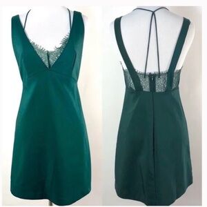 Zara Green Mini Dress with Lace Detail